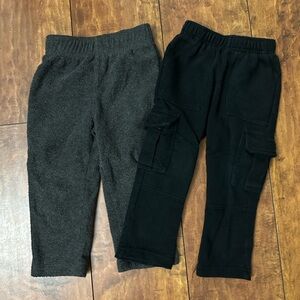 Kids Black cargo and Gray fleece Bottoms Set 2T